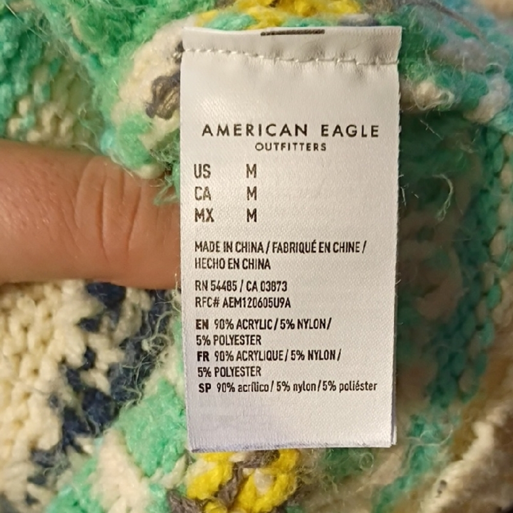 American Eagle Outfitters Cream and Blue Turtleneck Sweater - Picture 3 of 3